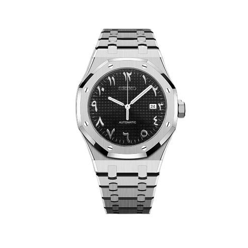 Seiko Mod - Seiko Oak Silver - Black Arabic Watch