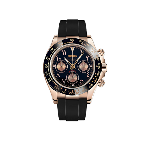 Seiko Mod - Daytona Rubber Mod Rose Gold and Black Watch