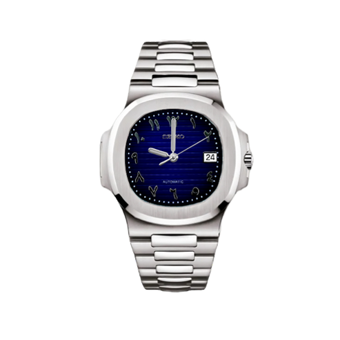 Seiko Mod - Nautilus Mod Silver - Navy Arabic Watch