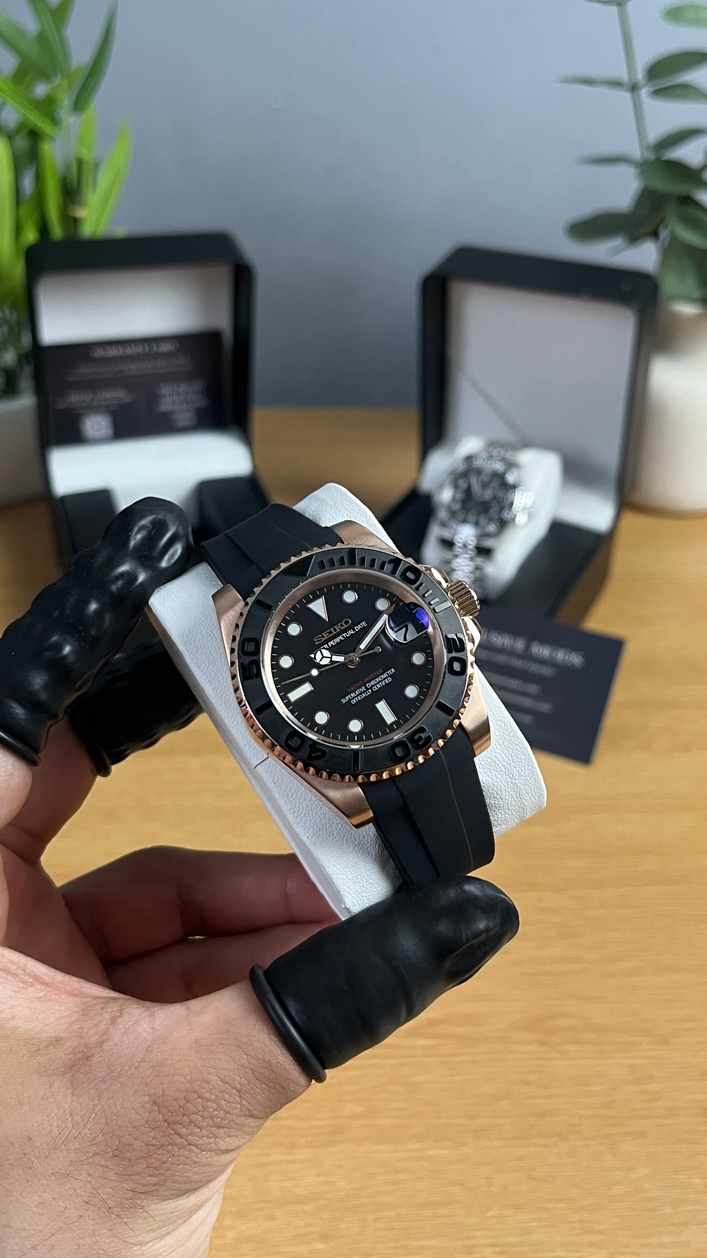 Rose Gold Yacht Master Rubber Strap