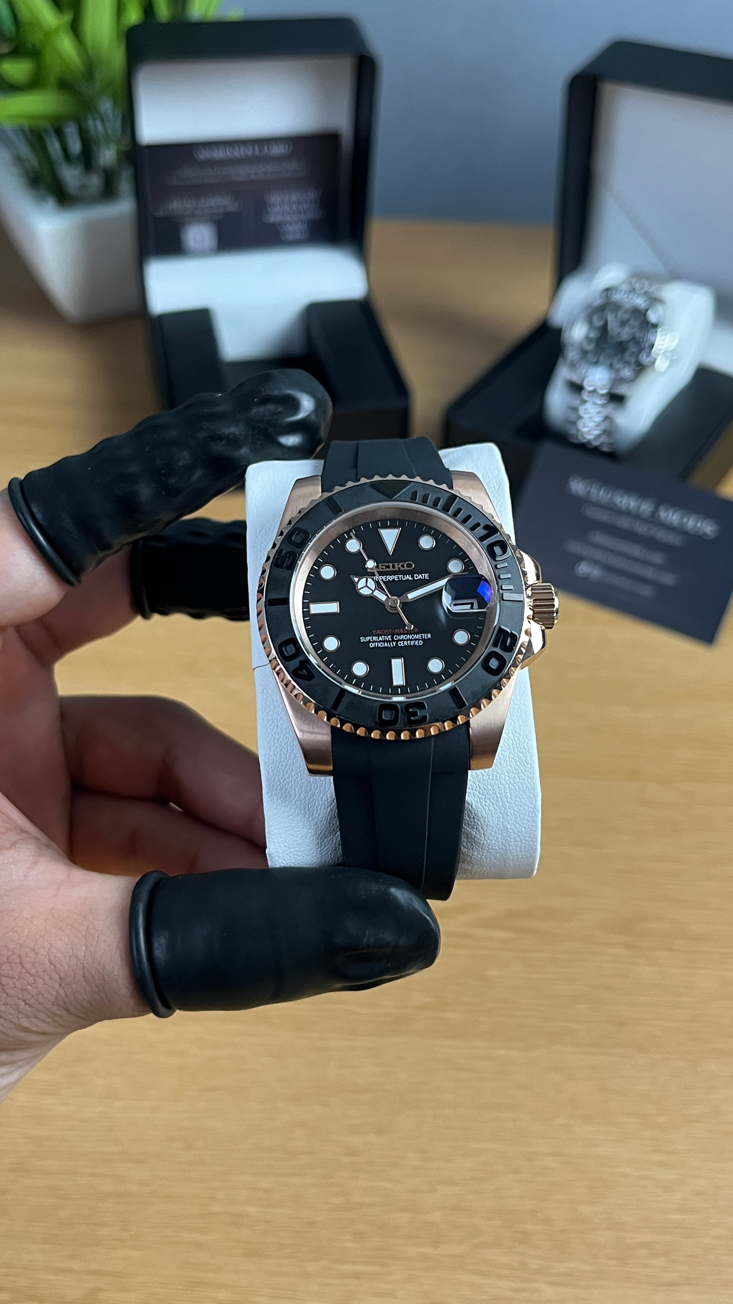 Rose Gold Yacht Master Rubber Strap