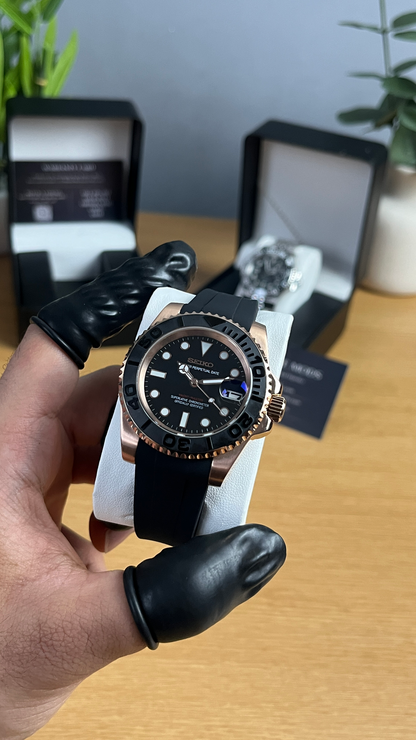 Rose Gold Yacht Master Rubber Strap
