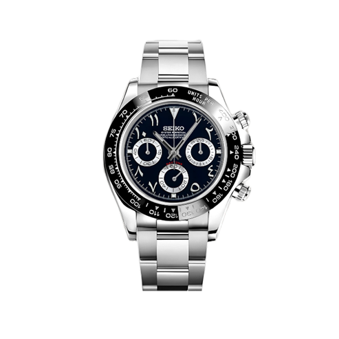 Seiko Mod - Daytona Mod Black Panda Arabic Watch