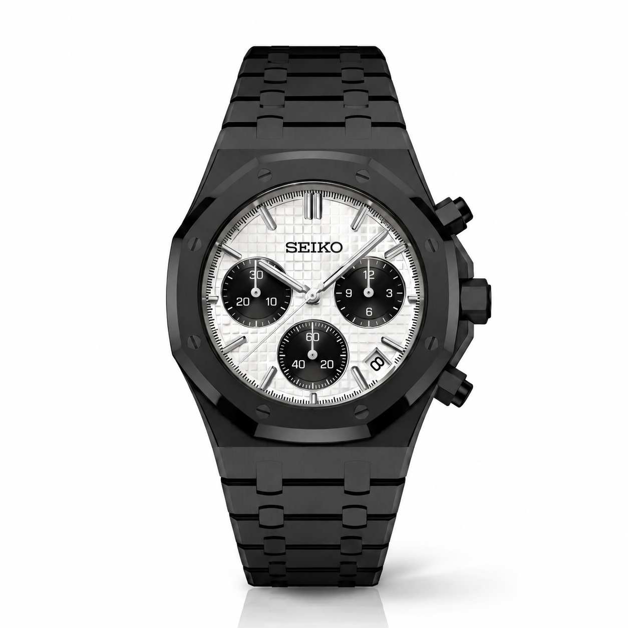 Seiko Mod | Royal Oak Blacked White Chrono