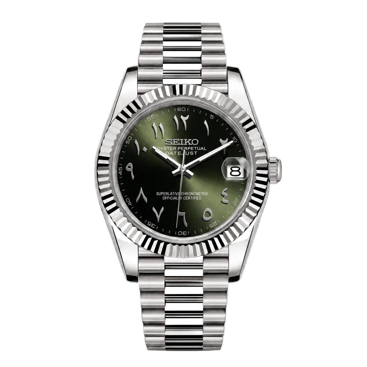 Seiko Mod | DateJust Olive Green Arabic