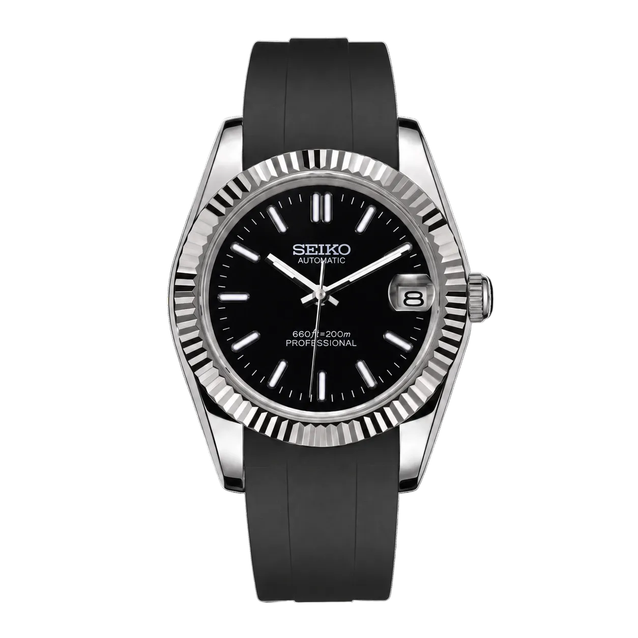 Seiko Mod | DateJust Black Rubber