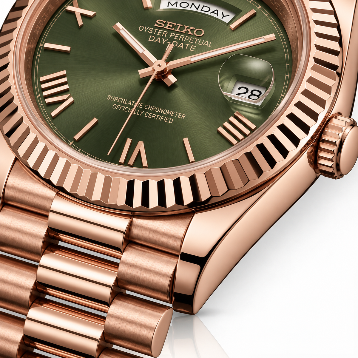 DayDate Rose Olive - dial close-up