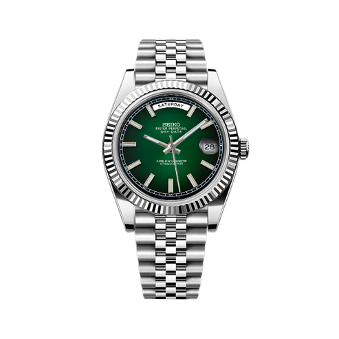 DayDate Seiko Mod Silver - Emerald Green