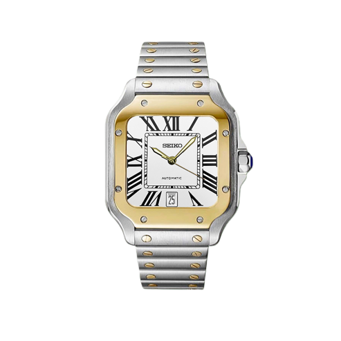 Seiko Mod - Santos Mod Silver - Gold Watch