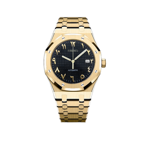 Seiko Mod - Seiko Oak Gold - Black Arabic Watch