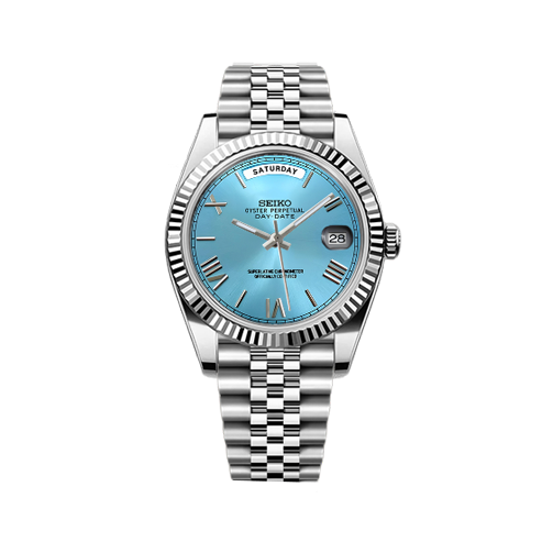 DayDate Seiko Mod Silver - Ice Blue Roman Dial
