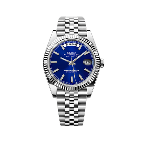 DayDate Seiko Mod Silver - Navy Blue