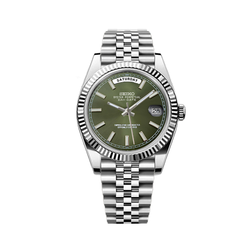DayDate Seiko Mod Silver - Olive Green