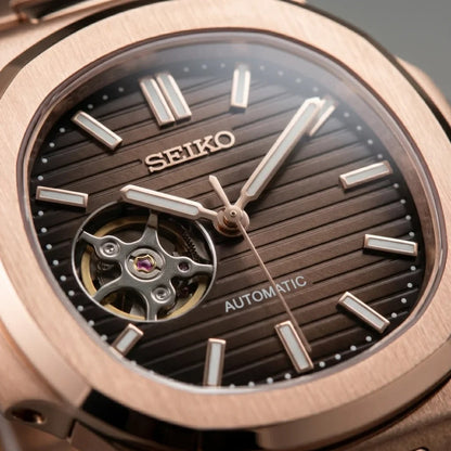 Seiko Mod | Nautilus Rose Chocolate Open Heart