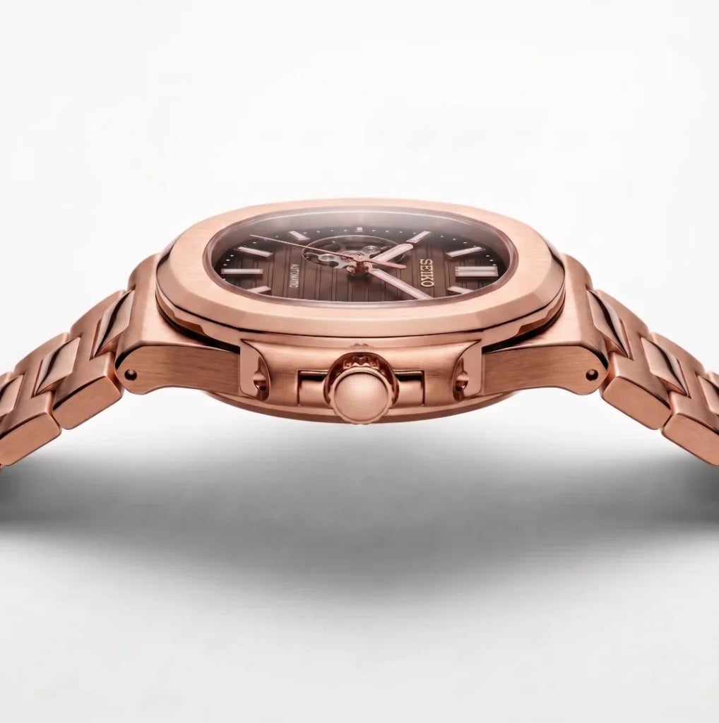 Seiko Mod | Nautilus Rose Chocolate Open Heart
