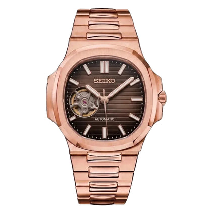Seiko Mod | Nautilus Rose Chocolate Open Heart