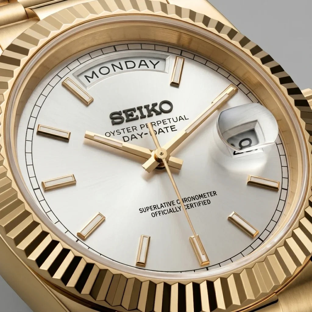 Seiko Mod | DayDate White Gold Baguette