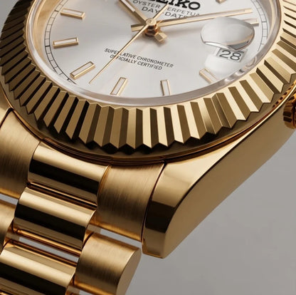 Seiko Mod | DayDate White Gold Baguette