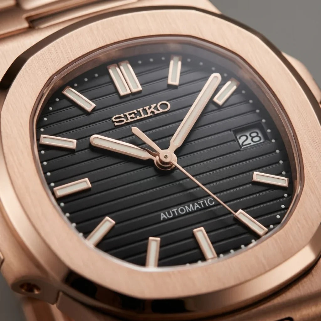 Seiko Mod | Nautilus Rose Black