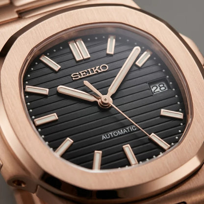 Seiko Mod | Nautilus Rose Black