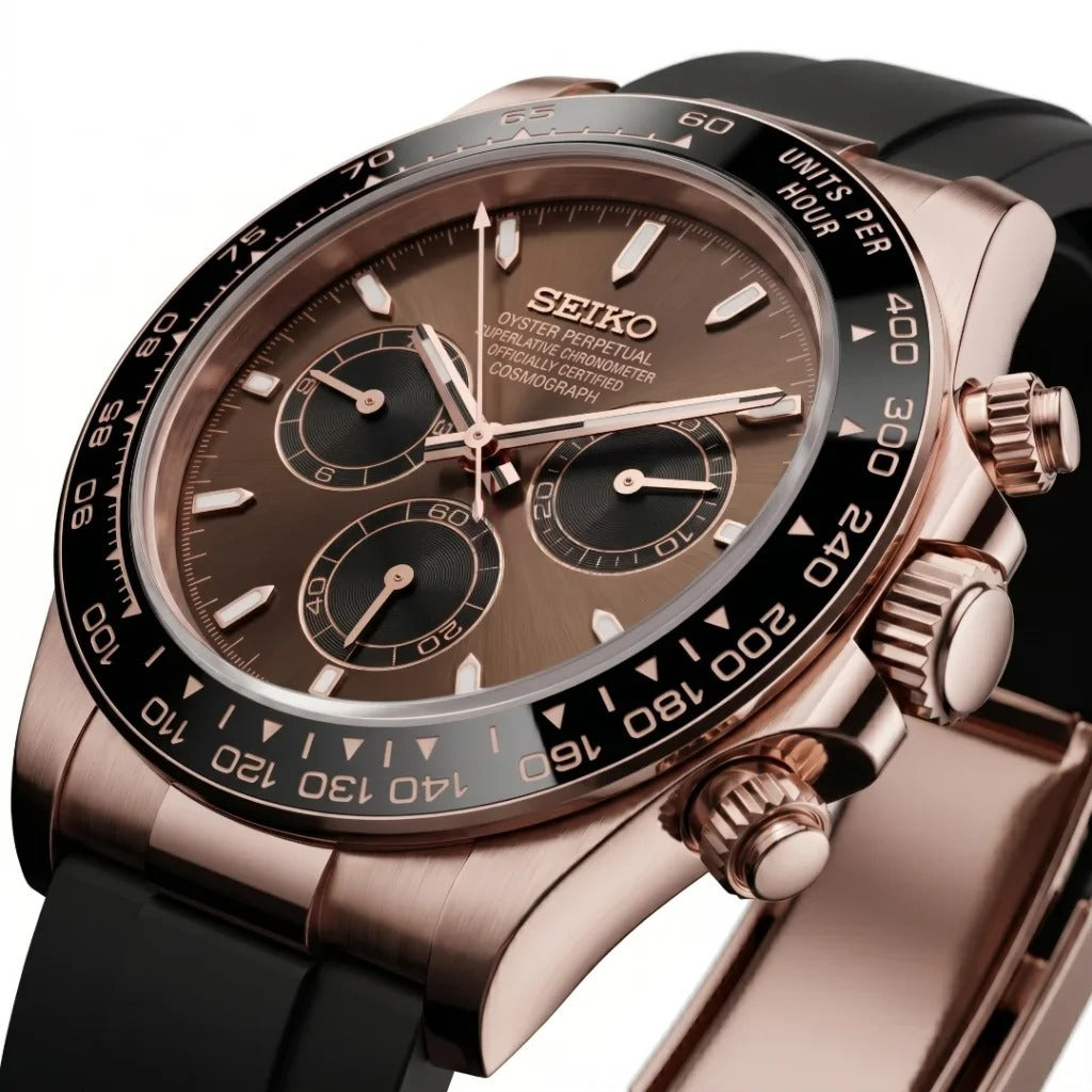 Seiko Mod | Rubber Daytona Rose Chocolate