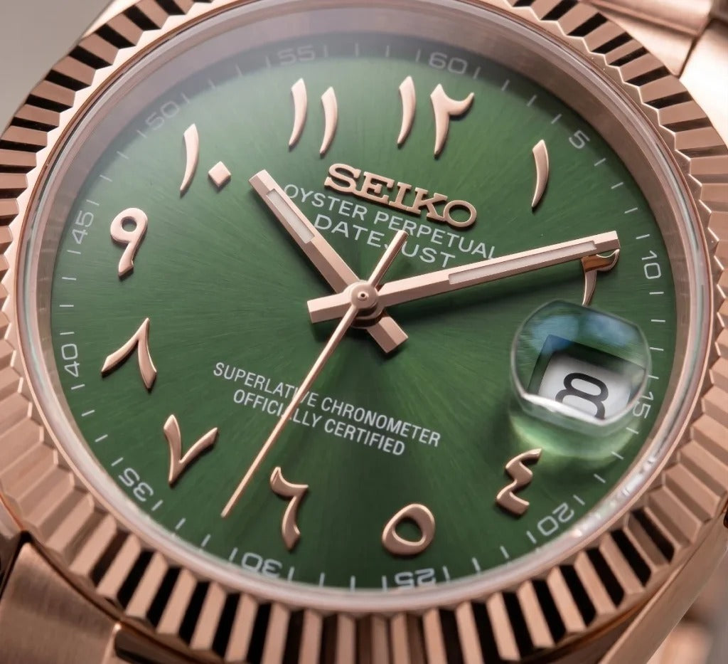 Seiko Mod | DateJust Rose Green Arabic