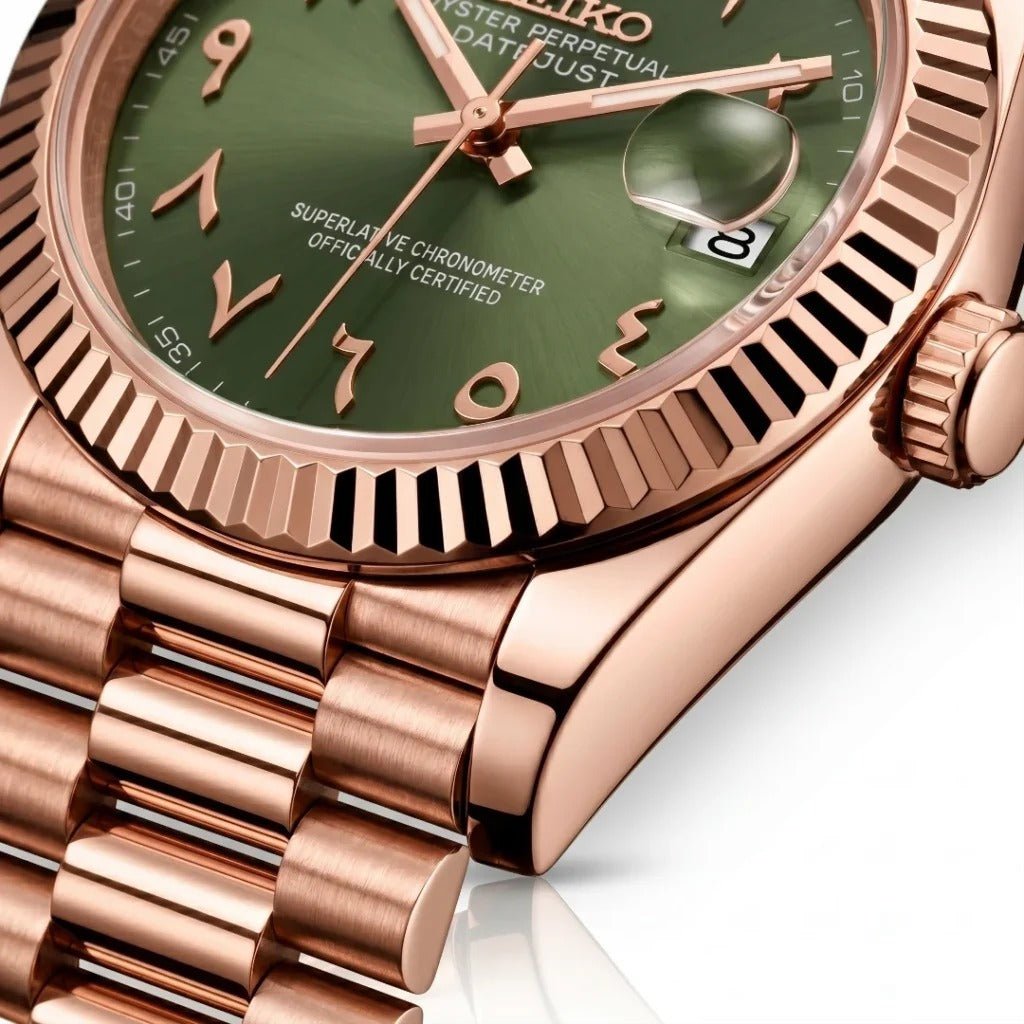 Seiko Mod | DateJust Rose Green Arabic