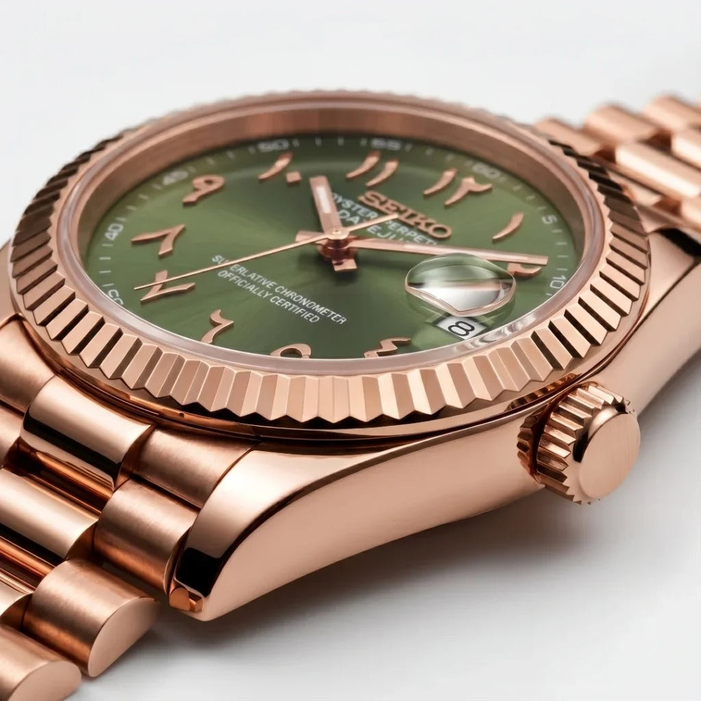 Seiko Mod | DateJust Rose Green Arabic