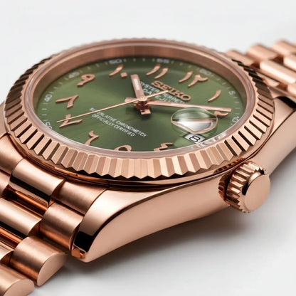 Seiko Mod | DateJust Rose Green Arabic