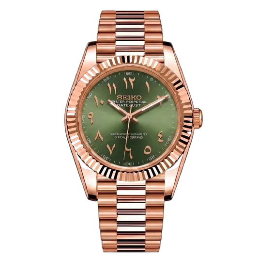 DateJust Rose Green Arabic