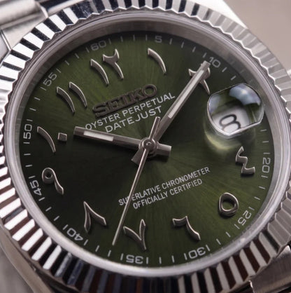 Seiko Mod | DateJust Olive Green Arabic