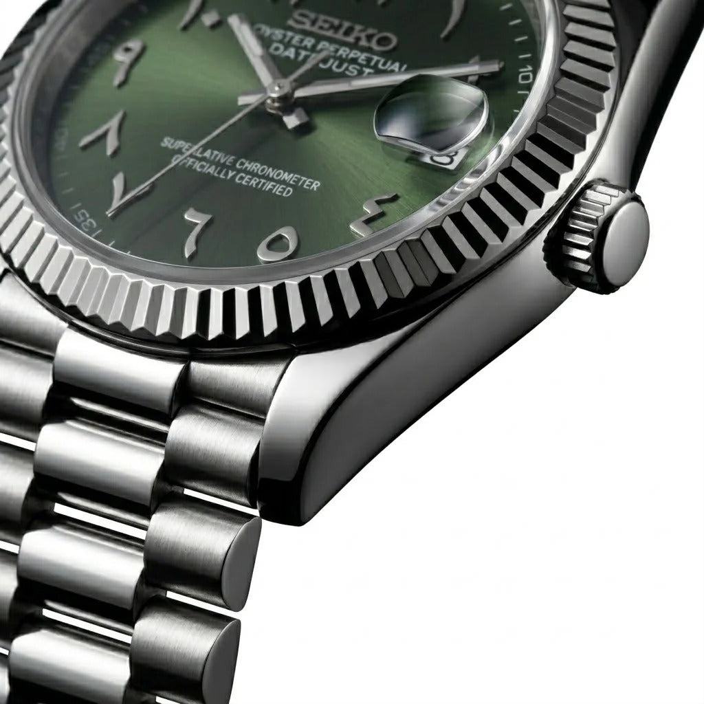 Seiko Mod | DateJust Olive Green Arabic