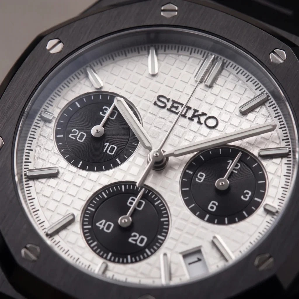 Seiko Mod | Royal Oak Blacked White Chrono