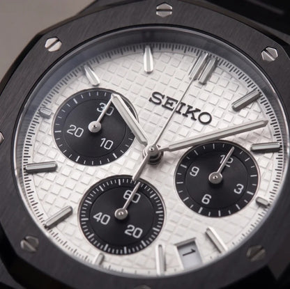 Seiko Mod | Royal Oak Blacked White Chrono