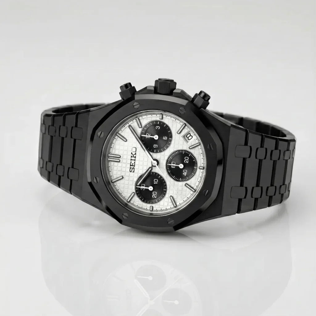 Seiko Mod | Royal Oak Blacked White Chrono