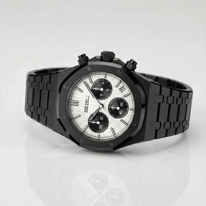 Seiko Mod | Royal Oak Blacked White Chrono