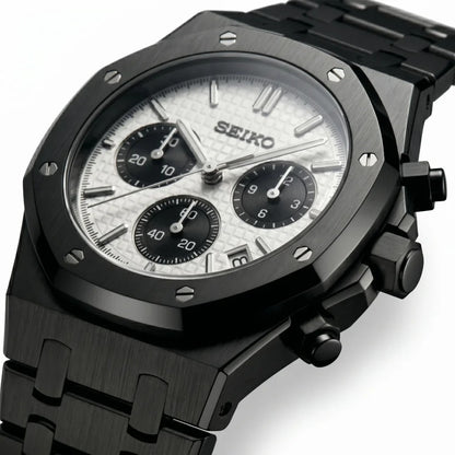 Seiko Mod | Royal Oak Blacked White Chrono