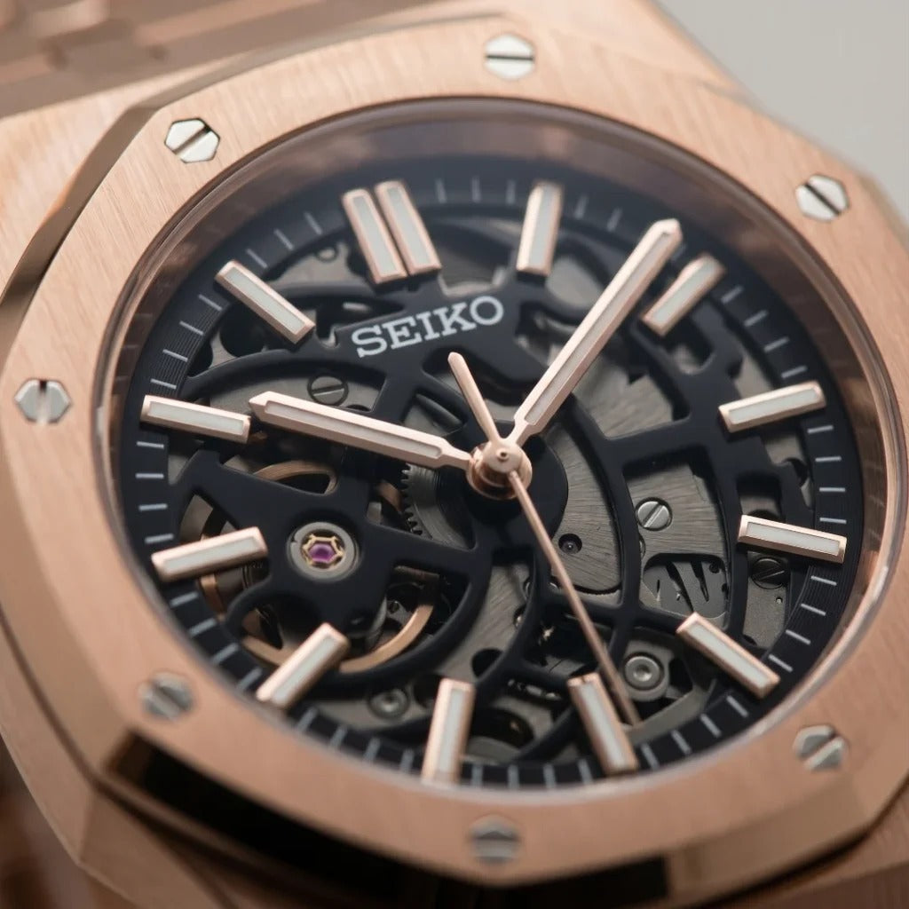 Seiko Mod | Royal Oak Skeleton Rose