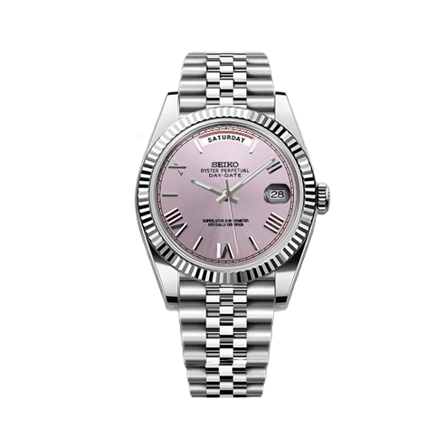 DayDate Seiko Mod Silver - Pink Roman Dial