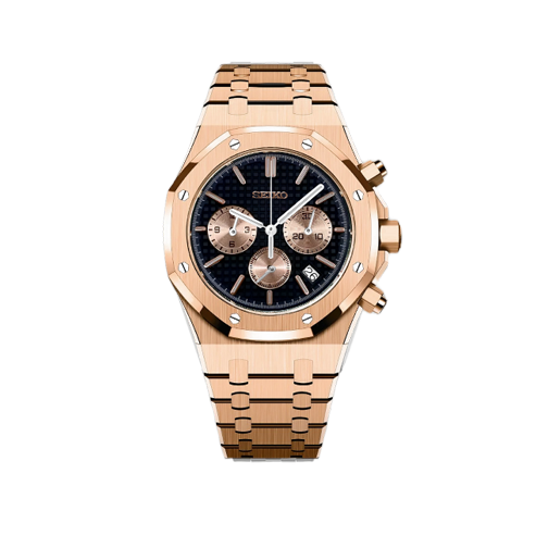 Seiko Mod - Seiko Oak Chrono Rose Gold - Black Watch