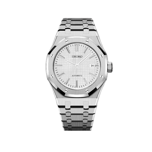 Seiko Mod - Seiko Oak Silver - White Watch