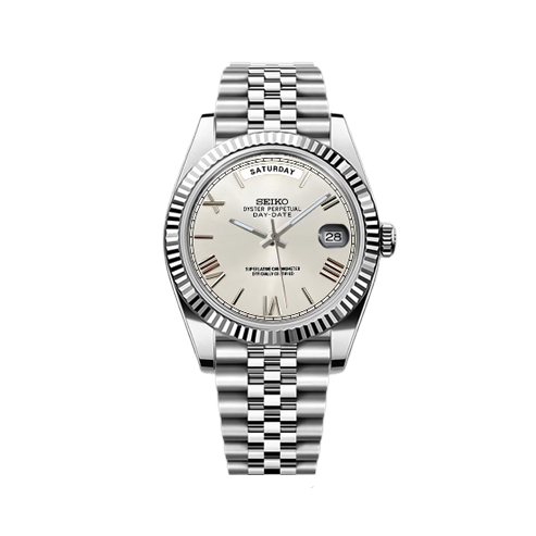 DayDate Seiko Mod Silver - Silver Roman Dial
