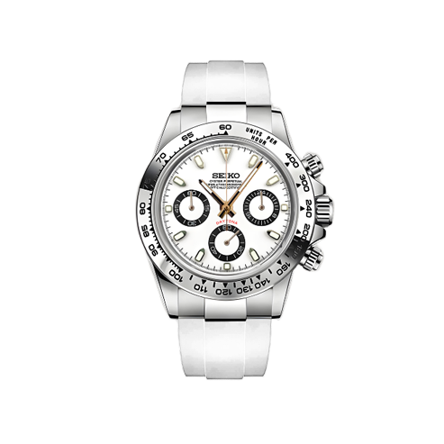 Seiko Mod - Daytona Rubber Mod White on White Watch