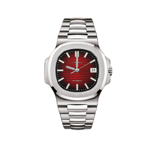 Seiko Mod - Nautilus Mod Silver - Red Watch