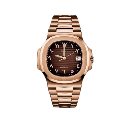 Seiko Mod - Nautilus Mod Rose Gold - Brown Arabic Watch